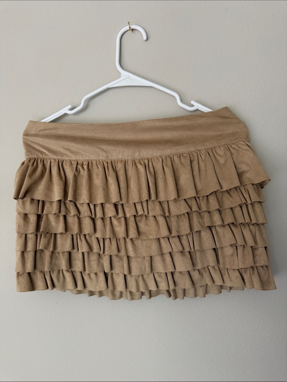 Tiered Ruffle Mini Skirt - Tan